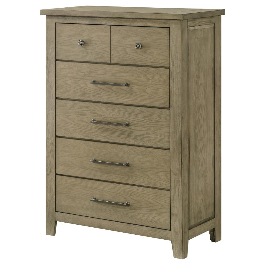 Hazlewood 5-Drawer Bedroom Chest in Vineyard Oak - Elegant & Functional Storage