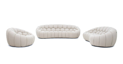 Divani Casa Yolonda Modern Curved Beige Fabric Sofa Set - Stylish & Comfortable Living Room Seating