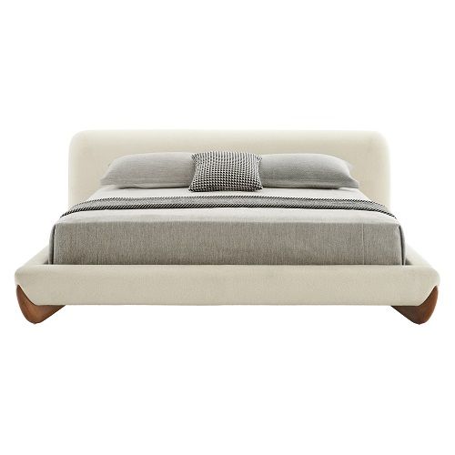 Modrest Fleury - Contemporary Cream Fabric and Walnut Bed