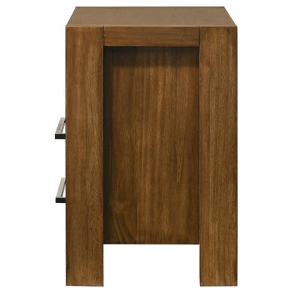 Adderley Warm Brown 2‑Drawer Nightstand with Open Shelf