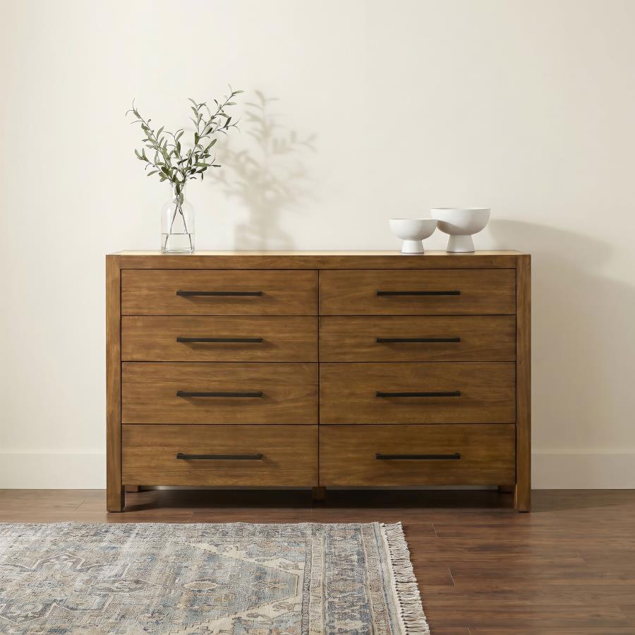 Adderley Warm Brown 8‑Drawer Bedroom Dresser
