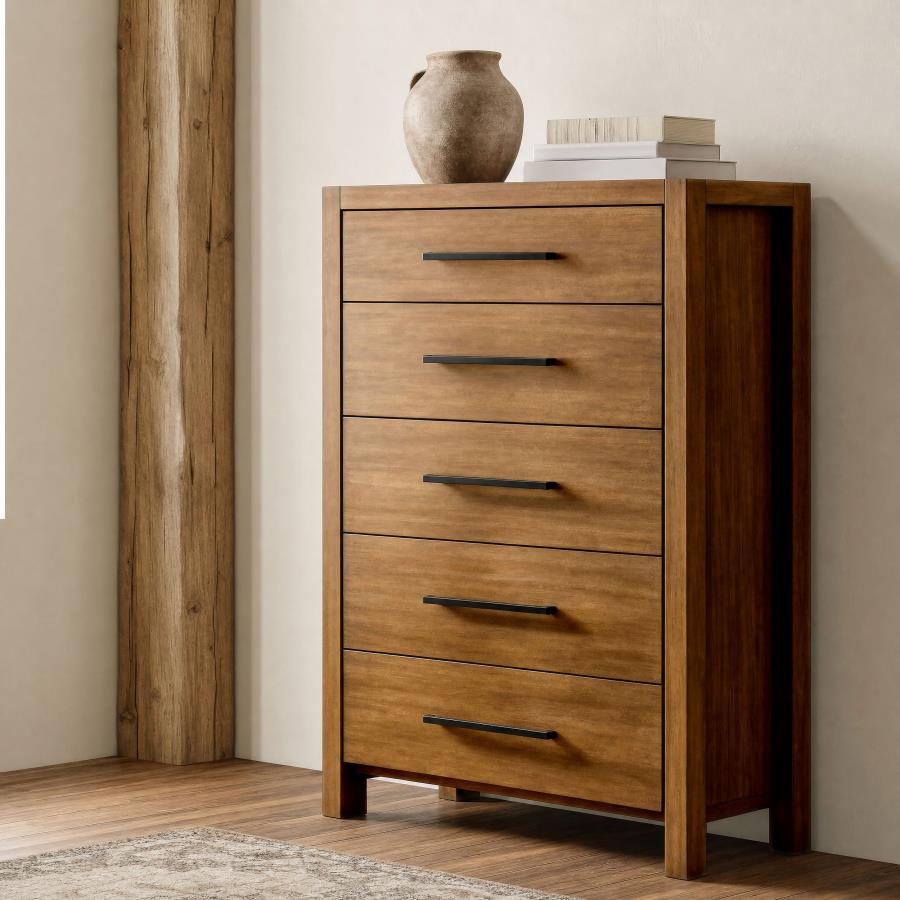 Adderley Warm Brown 5‑Drawer Bedroom Chest