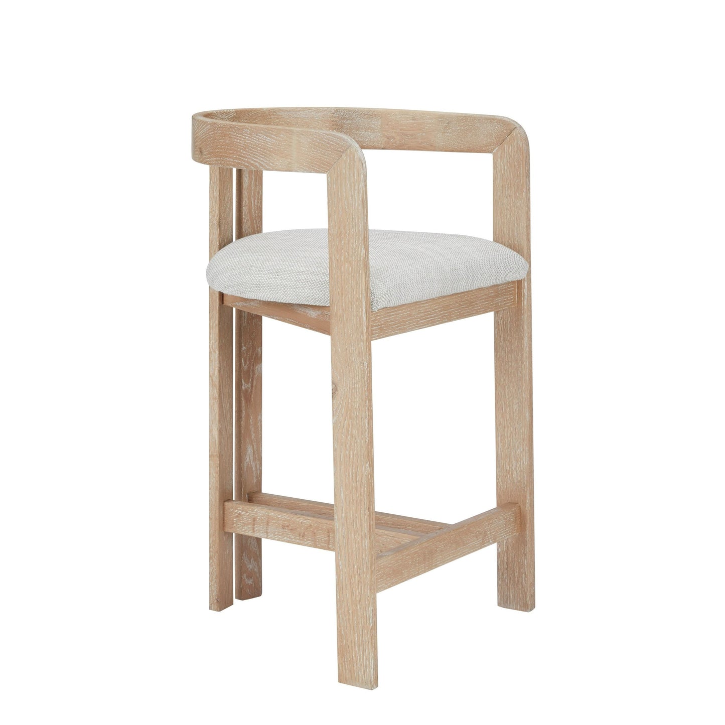 Modrest Belton - Modern Off-White Fabric + White Wash Oak Counter Chair
