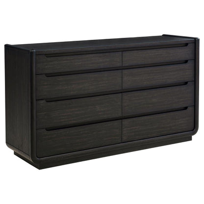 Leandro Burnished Black 8‑Drawer Bedroom Dresser