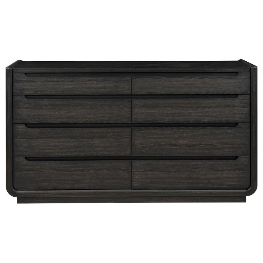 Leandro Burnished Black 8‑Drawer Bedroom Dresser