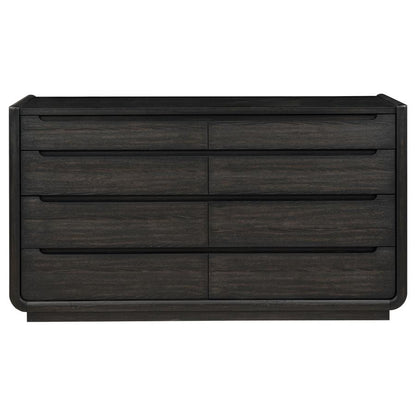 Leandro Burnished Black 8‑Drawer Bedroom Dresser