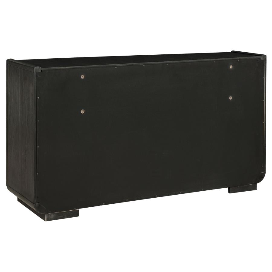 Leandro Burnished Black 8‑Drawer Bedroom Dresser