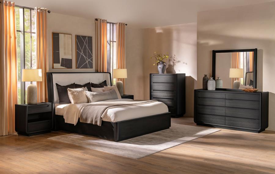 Leandro Burnished Black 5‑Drawer Bedroom Chest