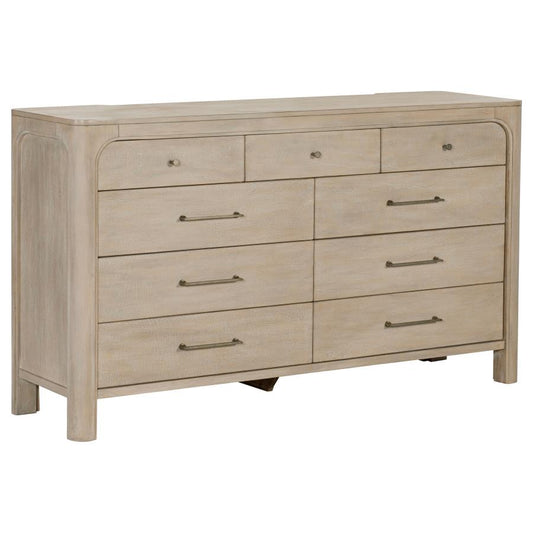 Solano Weathered Mango 9‑Drawer Bedroom Dresser Cabinet