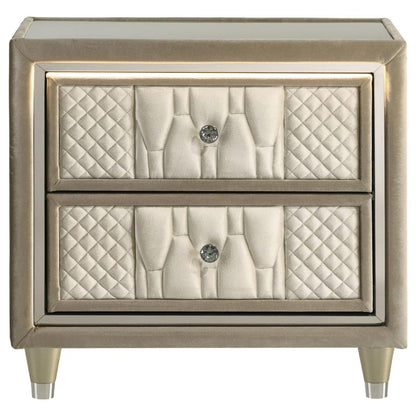 Lorient Ivory and Camel 2‑Drawer LED Nightstand with USB Ports