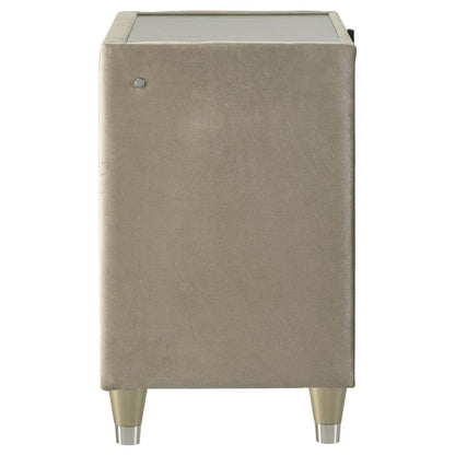 Lorient Ivory and Camel 2‑Drawer LED Nightstand with USB Ports