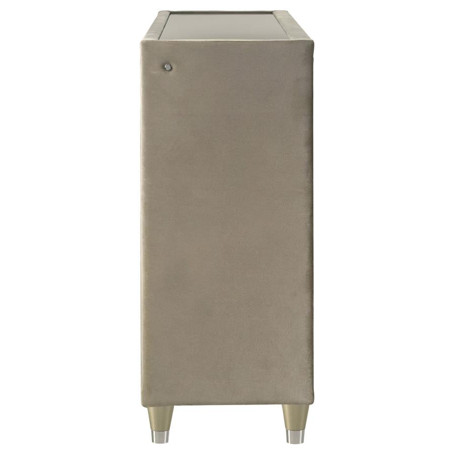 Lorient Ivory and Camel 8‑Drawer LED Bedroom Dresser