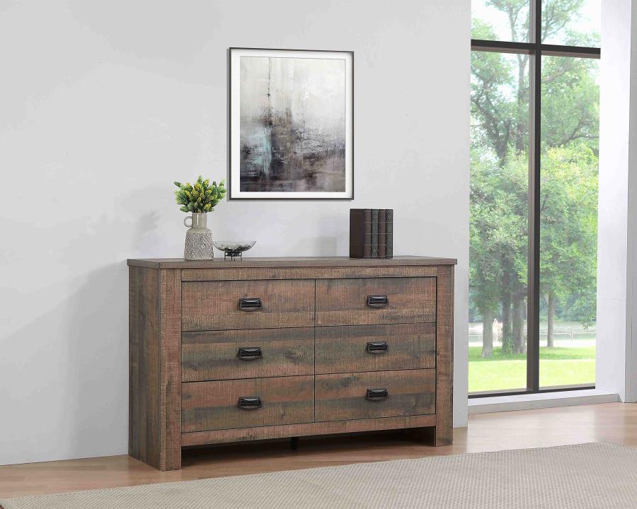 Frederick 6-Drawer Dresser Weathered Oak