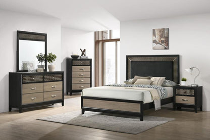 Valencia Bed in Light Brown and Black - Stylish and Modern Design for a Bold and Elegant Bedroom Look