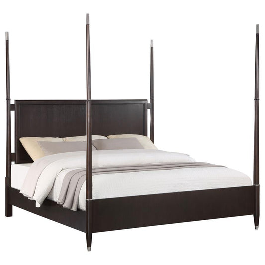 Emberlyn Wood Poster Bed in Brown - Warm and Rustic Design for a Cozy, Timeless Bedroom Retreat