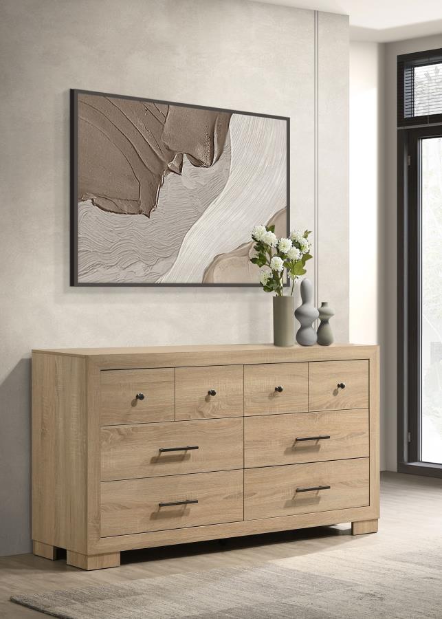 Arielle Light Oak 6‑Drawer Bedroom Dresser Cabinet