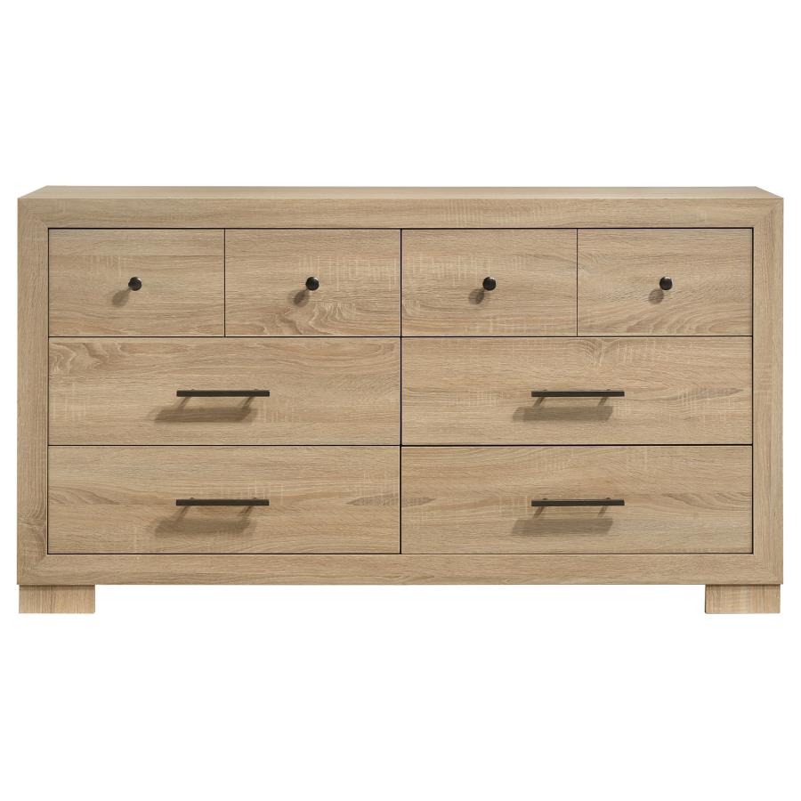 Arielle Light Oak 6‑Drawer Bedroom Dresser Cabinet