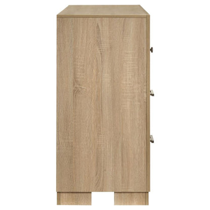 Arielle Light Oak 6‑Drawer Bedroom Dresser Cabinet