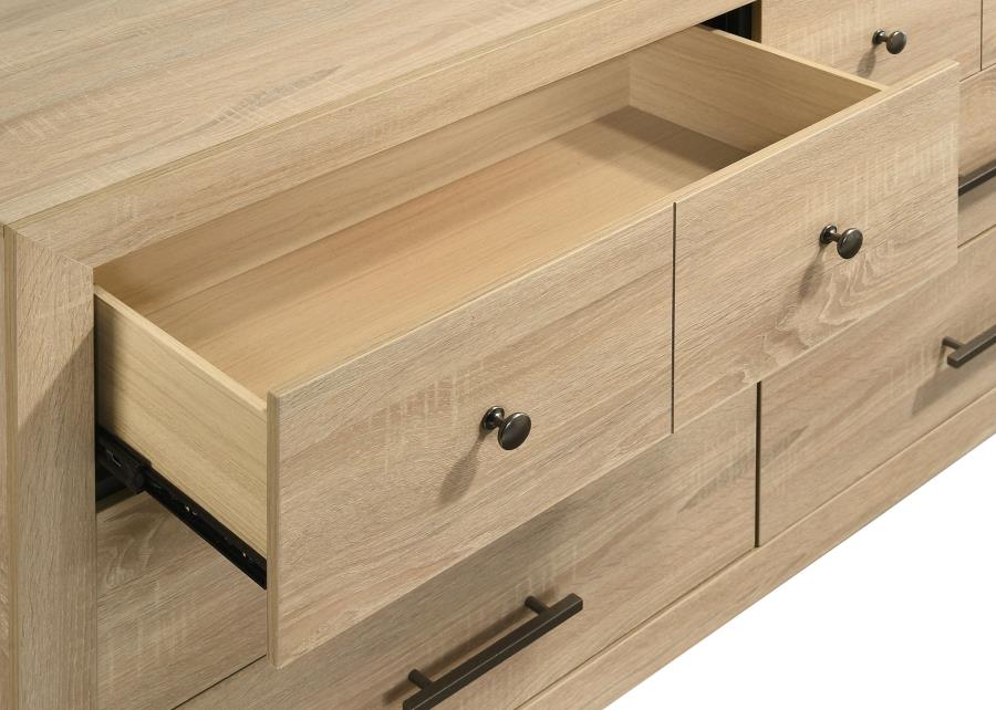 Arielle Light Oak 6‑Drawer Bedroom Dresser Cabinet
