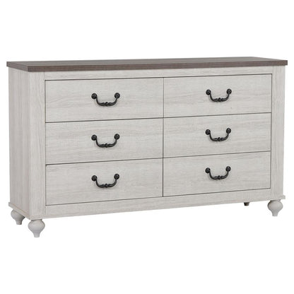 Stillwood 6-Drawer Dresser – Vintage Linen Finish for Classic Elegance and Spacious Bedroom Storage