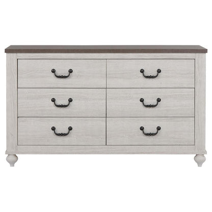 Stillwood 6-Drawer Dresser – Vintage Linen Finish for Classic Elegance and Spacious Bedroom Storage