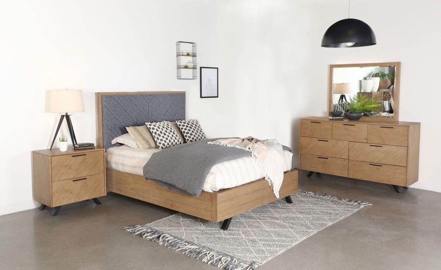 Taylor 4-Piece Bedroom Set – Light Honey Brown & Grey Finish for Warm Elegance and Modern Bedroom Style