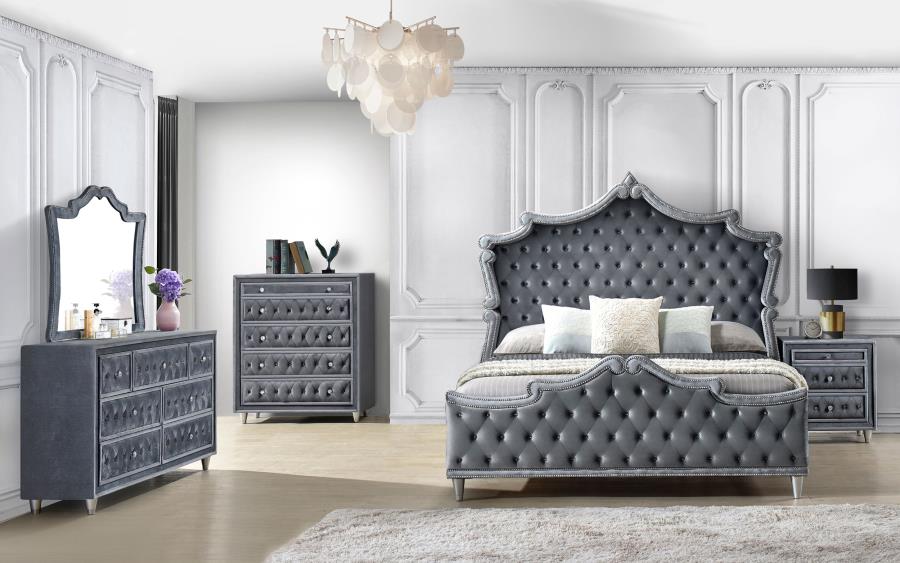 Antonella 5-Piece Upholstered Tufted Bedroom Set Grey