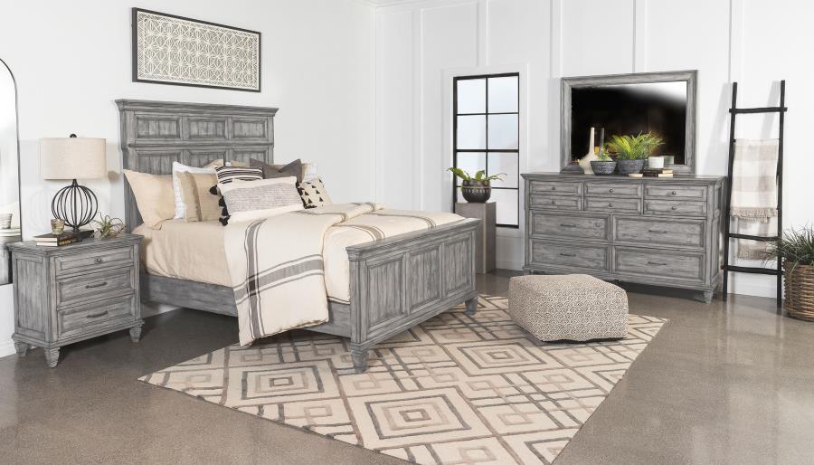 Avenue 4-Piece Panel Bedroom Set – Weathered Grey Finish for Rustic Sophistication and Cohesive Bedroom Elegance