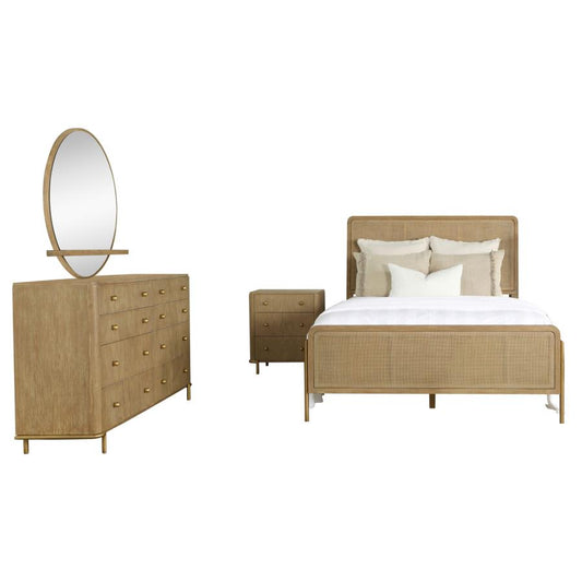 Arini 4-Piece Upholstered Bedroom Set – Sand Wash Finish for Rustic Charm and Luxurious Bedroom Comfort