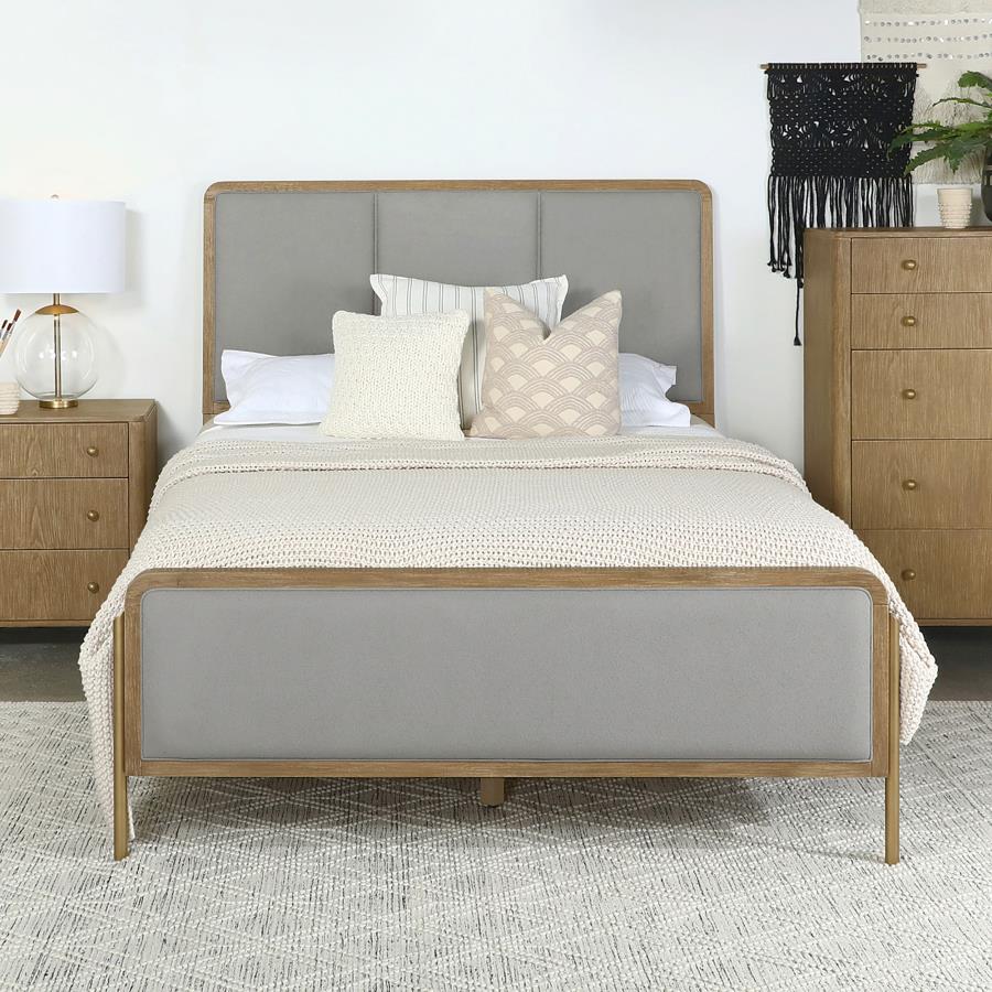 Arini Upholstered Panel Bed Sand Wash And Grey