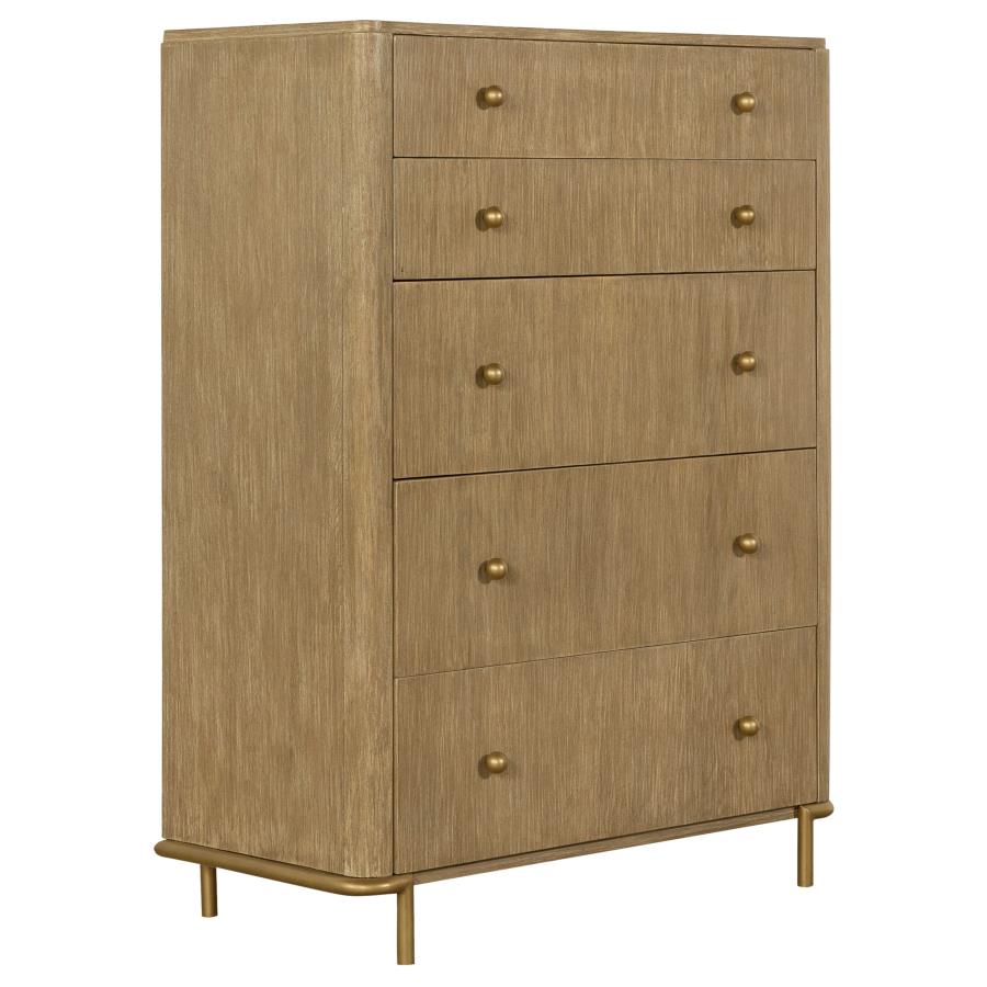 Arini 5-Drawer Bedroom Chest – Sand Wash Finish for Rustic Charm and Spacious Bedroom Storage