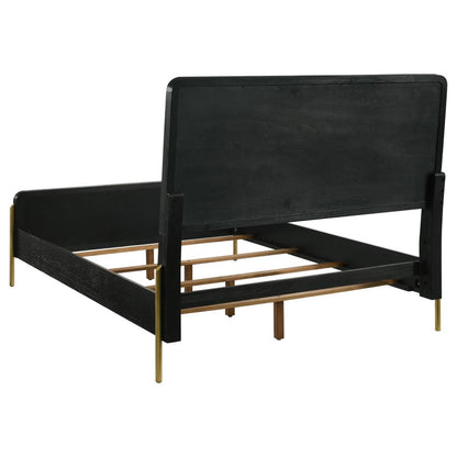 Arini Rattan Panel Bed – Sleek Black & Natural Boho Charm