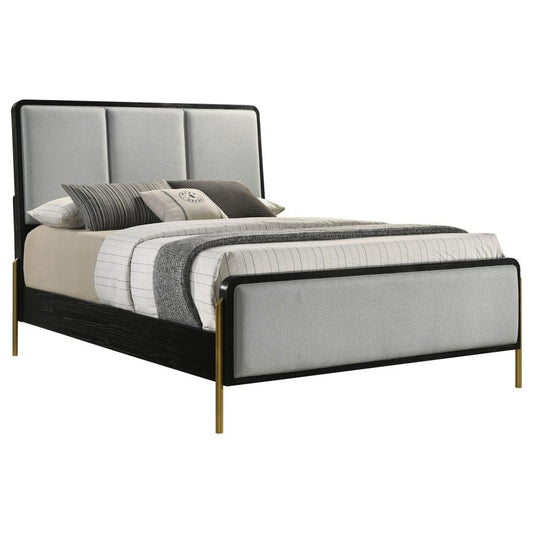 Arini Bed with Upholstered Headboard in Black and Grey - Modern and Stylish Comfort for Your Bedroom