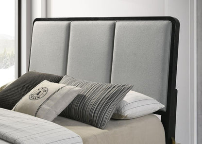 Arini Bed with Upholstered Headboard in Black and Grey - Modern and Stylish Comfort for Your Bedroom