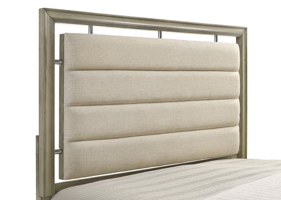 Giselle Wood Panel Bed Rustic Beige