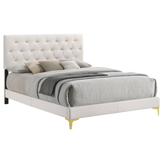 Kendall Upholstered Panel Bed in White - Elegant and Comfortable Design for a Sophisticated Bedroom Look