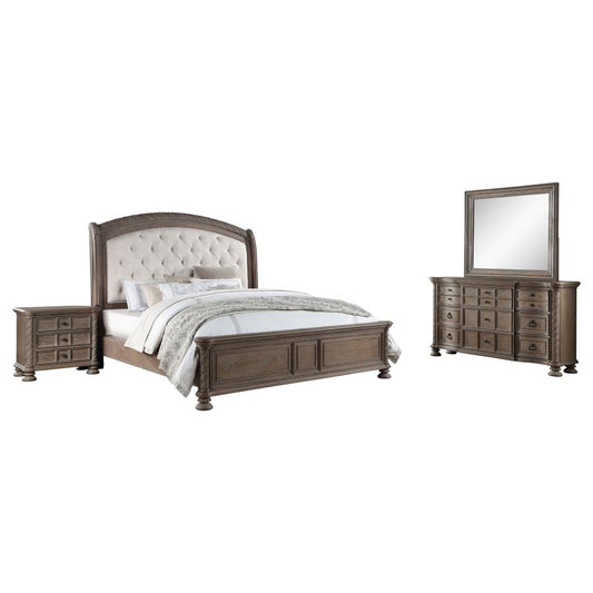 Emmett 4-Piece Bedroom Set – Walnut & Beige Finish for Timeless Charm and Complete Bedroom Elegance