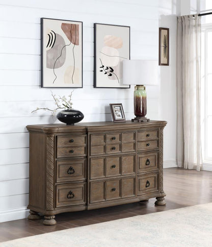 Emmett 9-Drawer Dresser in Walnut - Spacious and Elegant Storage Solution for a Sophisticated and Organized Bedroom