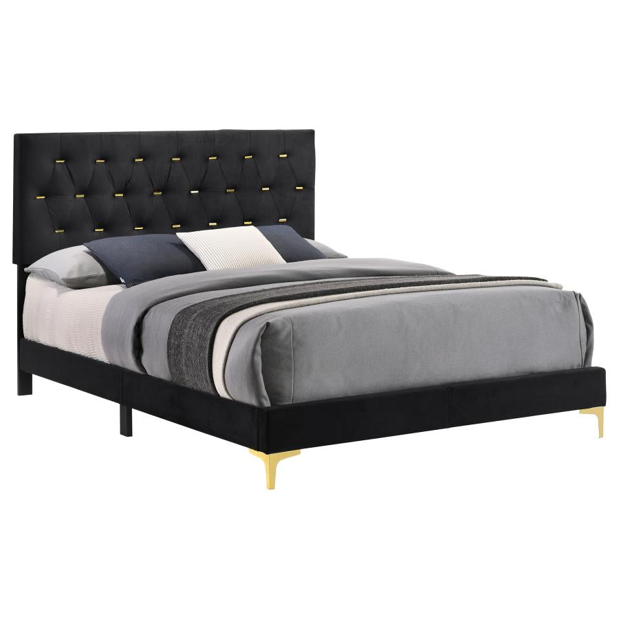 Kendall Upholstered Panel Bed Black