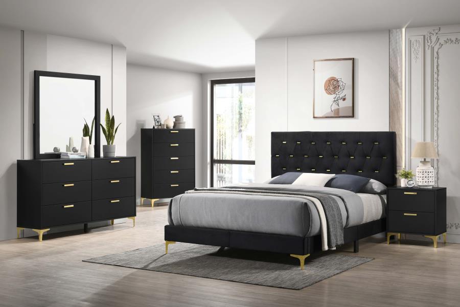 Kendall Upholstered Panel Bed Black