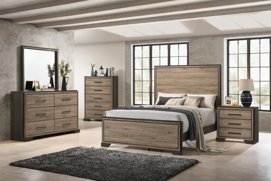 Baker Panel Bed in Brown and Light Taupe - Warm and Inviting Design with a Perfect Blend of Comfort and Style for Your Bedroom