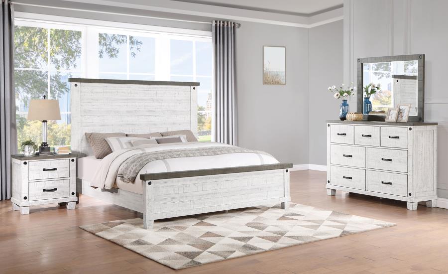 Lilith 4-Piece  Bedroom Set Distressed Grey And White