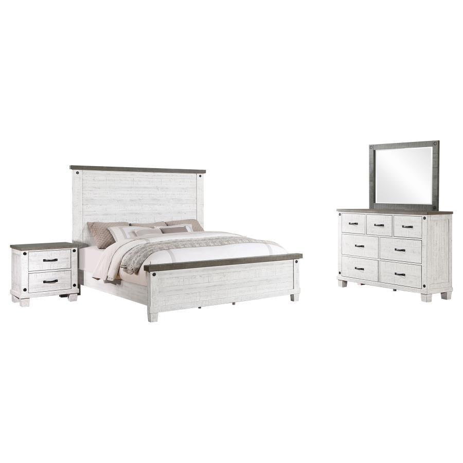 Lilith 4-Piece  Bedroom Set Distressed Grey And White