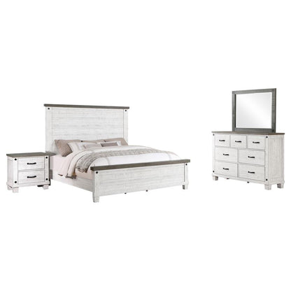 Lilith 4-Piece Bedroom Set – Distressed Grey & White Finish for Rustic Elegance and Complete Bedroom Charm