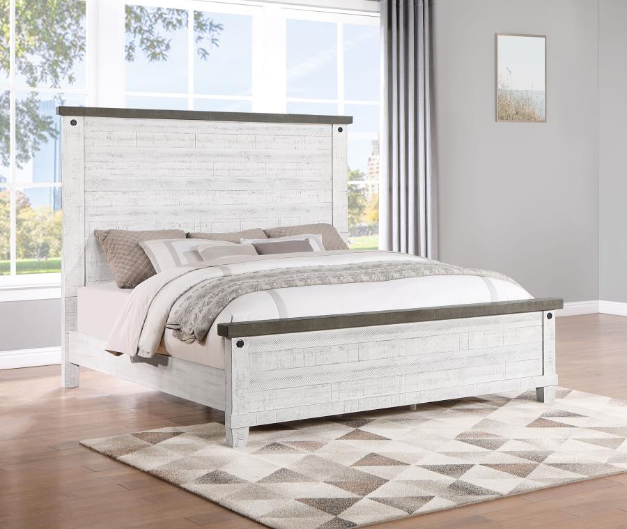 Lilith Panel Bed Distressed Grey And White