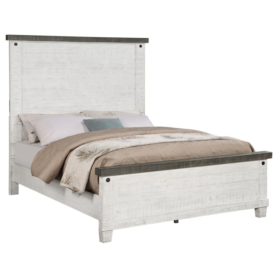 Lilith Panel Bed Distressed Grey And White