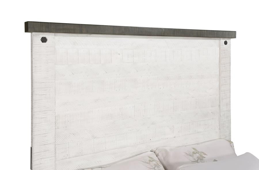 Lilith Panel Bed Distressed Grey And White