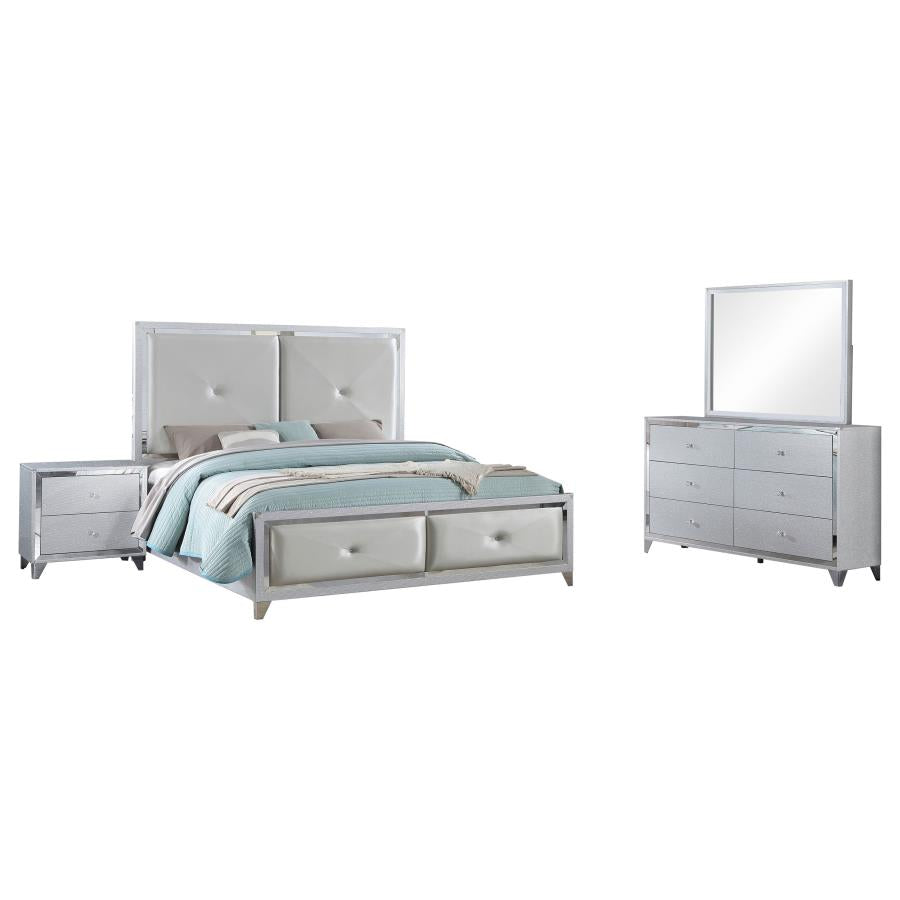 Larue 4-Piece Tufted Bedroom Set Silver