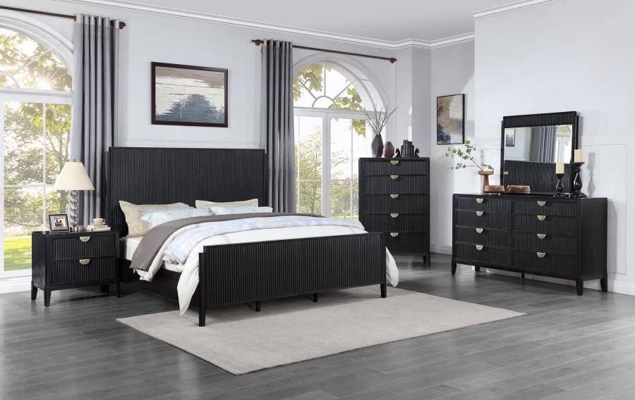 Brookmead Wood Panel Bed Black