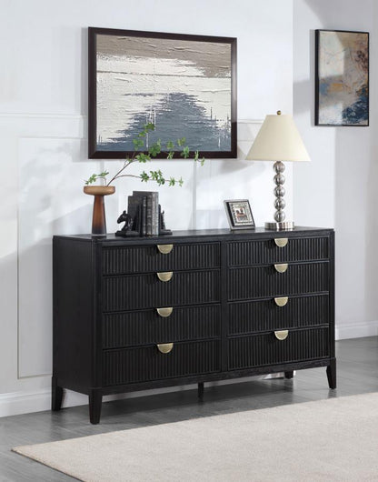 Brookmead 8-Drawer Bedroom Dresser – Black Finish for Sleek Sophistication and Spacious Bedroom Storage